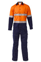 Daneunder 100% Cotton Ripstop Comfortable Everyday Orange & Navy Safety Work Shirt - shown with optional matching pants